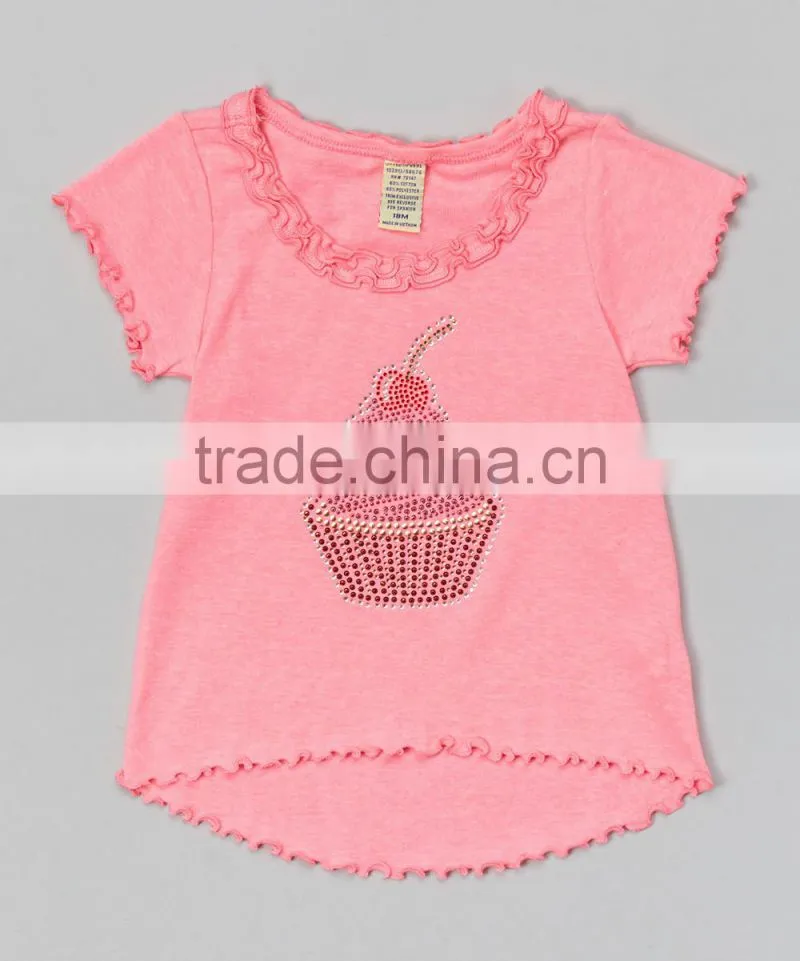 2016 Pink Cupcake Girl T-shirt Short Sleeve Cute Girl Tops Fancy Kids Clothing GT90423-23