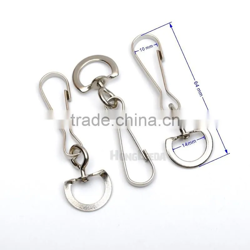 14mm Metal Iron Swivel Clasps Snap two hooks rings Key Hooks DIY Key Chain Ring nickle color HK-015