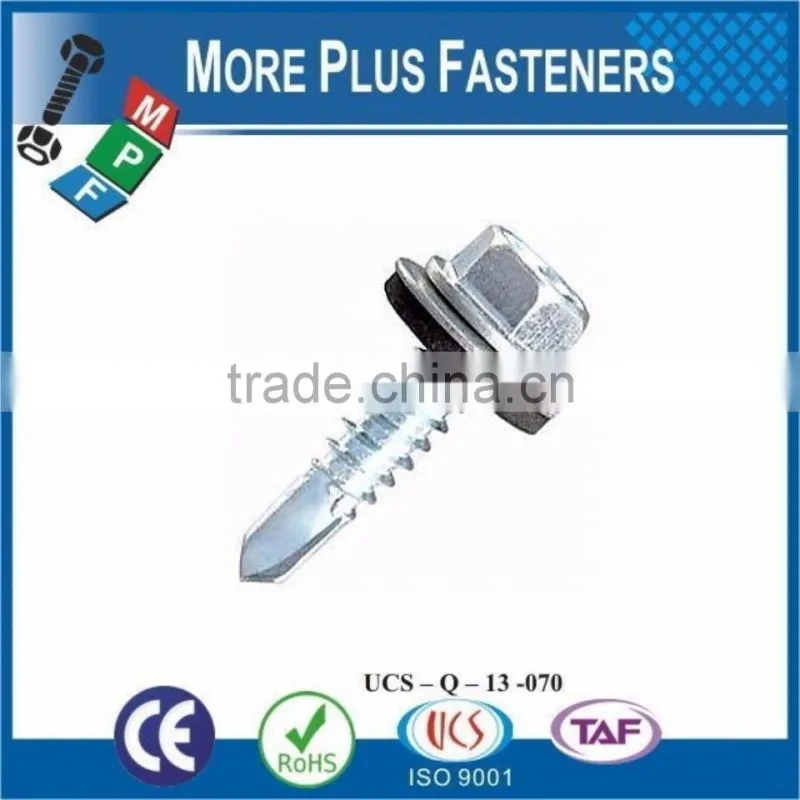 Made in Taiwan Stainless Steel Self-Drill Screw Hex Washer Head Self Drilling Screw Hex Washer Head Sheet Metal Stainless Steel