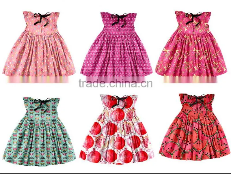 Yiwu wholesale beautiful color pattern specifically designed for the little girl cotton clothes