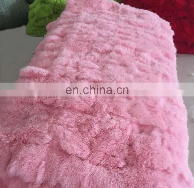 Thick and soft raw or dyed color real rabbit fur blanket