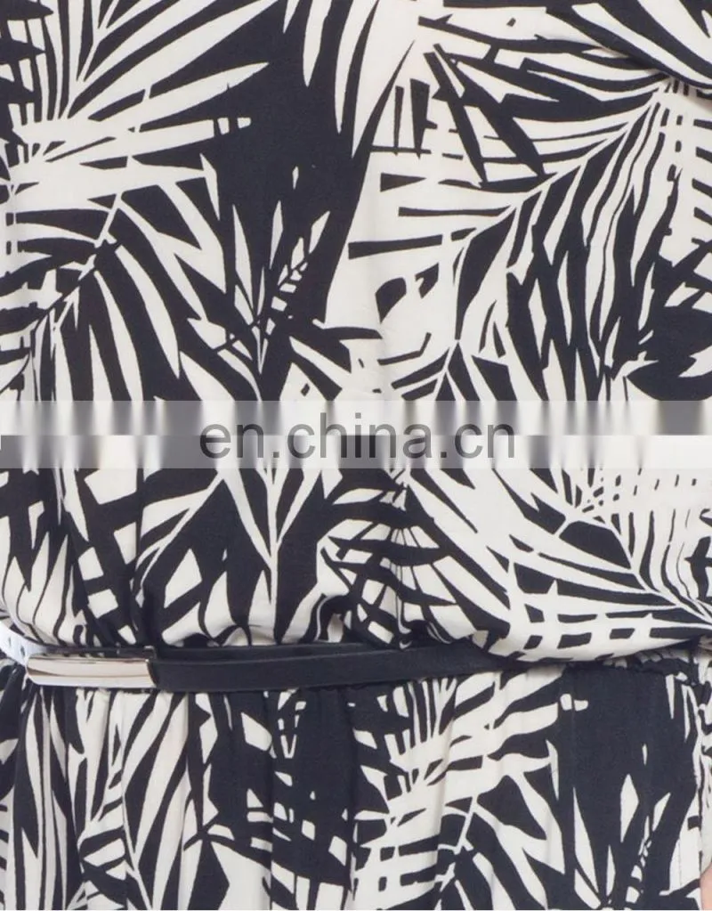 GuangZhou supplier new high fashion Boho Styles Leaf Print viscose Jumpsuit for Elegant Women
