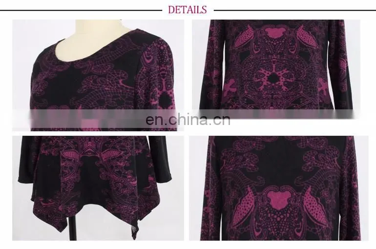 Premium Women Ethnic Wear Plus Size Scoop Neck Rendering Printing Tunic Top