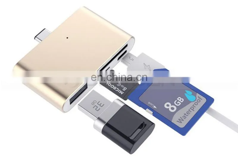 Digital Type C Card Reader USB C OTG USB 2.0 Hub/TF/SD Card Reader 4 IN 1 USB 3.1 with Micro USB Charging Port for MacBook