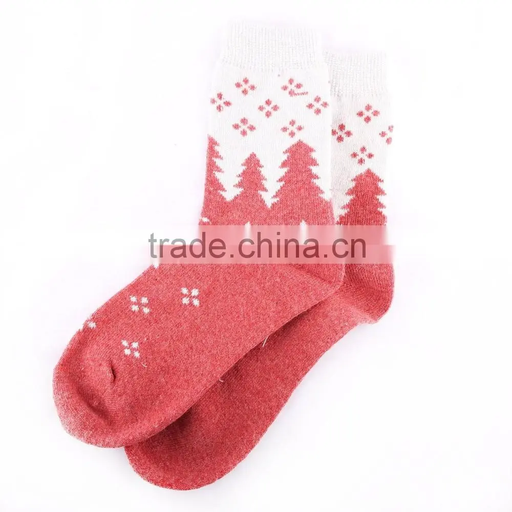 women's Christmas snowflake sparring jacquard pattern fleece wool knitting socks