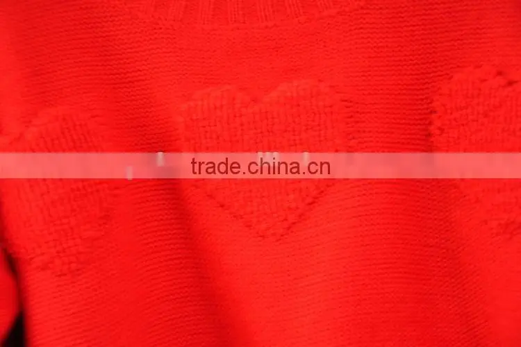 Short Sleeves Sweater Cashmere Pure Red Girls Knit Sweaters