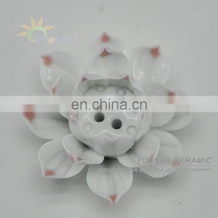 Chinese Lotus Shape Ceramic Incense Burner Censer