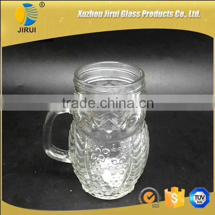 400ml Hot Sale Owl Shape Clear Glass Mason Jar