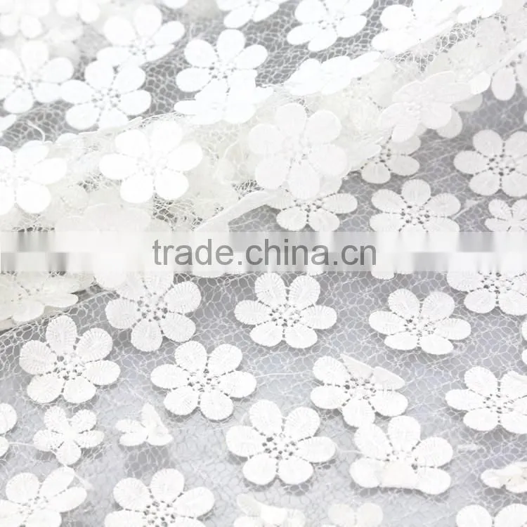 Hot sale fashionable smooth and lighting embroidery chiffon transparent lace mesh fabric