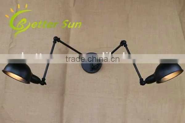 Double-headed Adjustable Swing Arm Black Iron Interior LED Wall Light