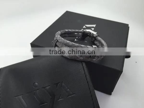 2016 Newest Arrival Hot Selling New Fashion Handmade Bracelet Colorful Python Skin Leather Round
