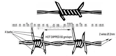 Stainless steel security electro galvanized barbed wire