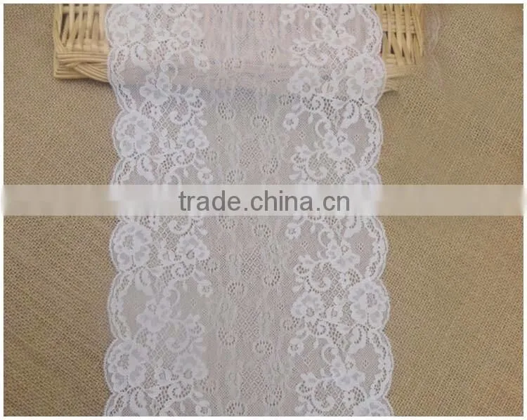 China Factory Fashion New Design Wide 8.67" Eslatic White Soft Spandex Nylon Warp Knitted lace wedding dresses