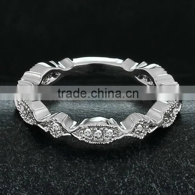 Fashion Design White Round CZ In Copper Alloy Ring Rhombus Connecting Ring