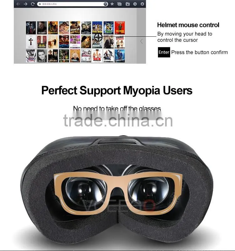 New arrival powerfull virtual reality 3d glasses with custom logo support 3D VR BOX movie/games/video all In one