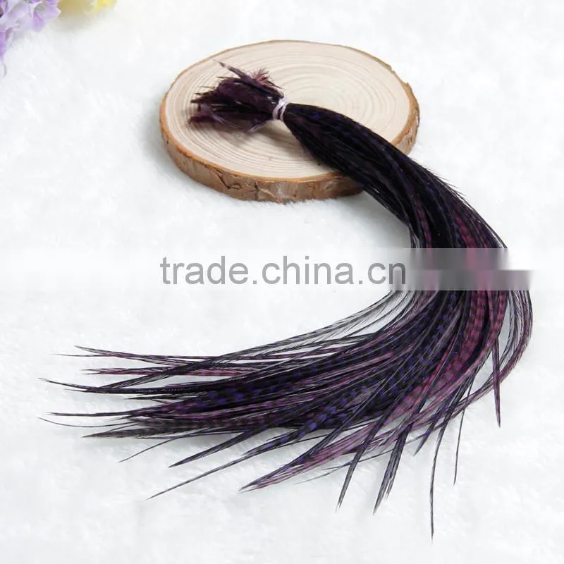 2015 New Arrival Factory Price real rooster feather hair extensions pure color feathershair extension