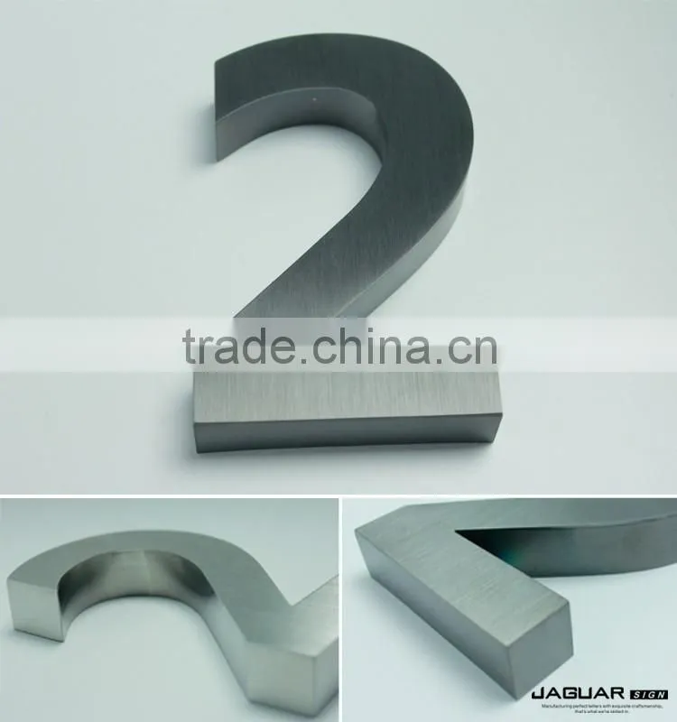 Factory sell outdoor custom waterproof brushed stainless steel 3d house number