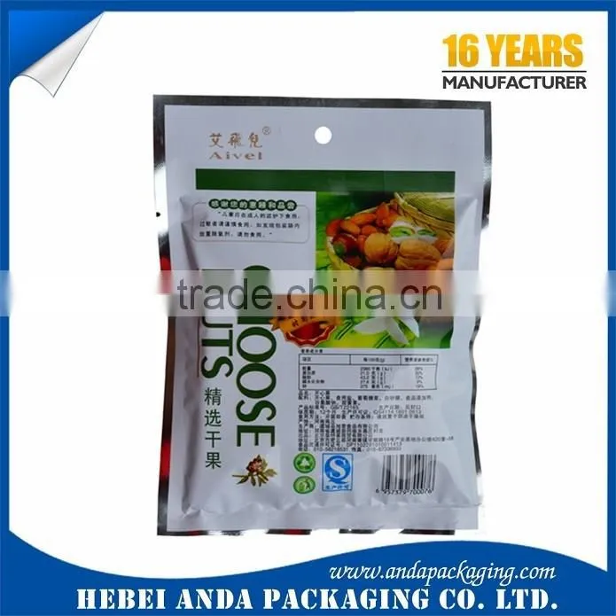 Gravure Pringing Food Grade Plastic Pistachio Nuts Packaging Bag