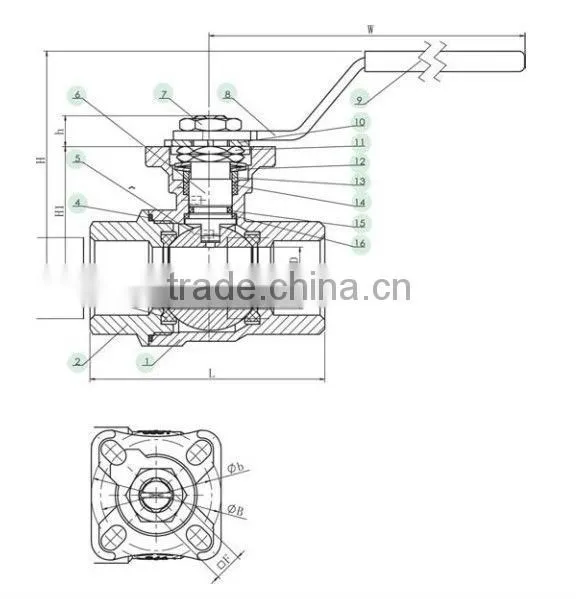 2pc ss316 ball valve with mounting pad
