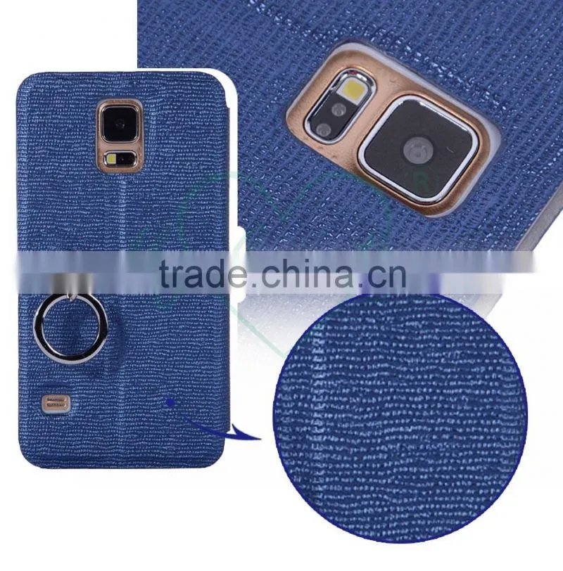 Newest Smart Phone Leather Wallet Case for Samsung Galaxy S5 with Special Ring