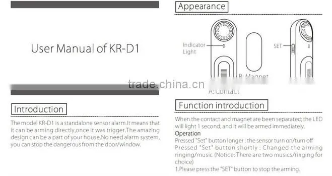 KERUI D1 wireless intelligent magnetic standalone window and door sensor alarm