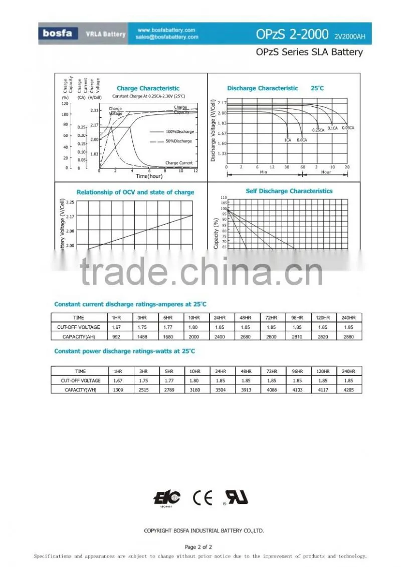 OPZS flooded lead acid battery water flood tubular battery tubular battery ups