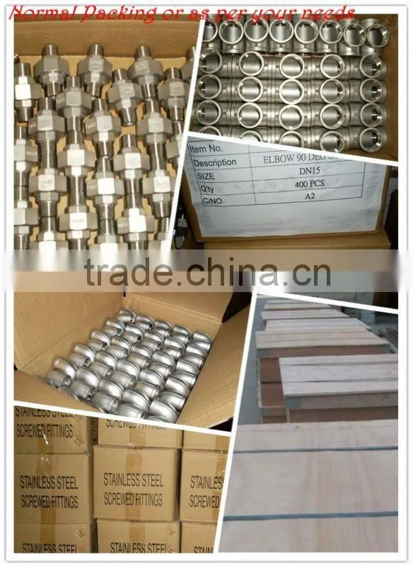 stainless steel Conical union straight fitting screwed ends 304, with PTFE seal, F-F