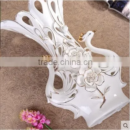fashion gold outline peacock white vases for wedding centerpieces