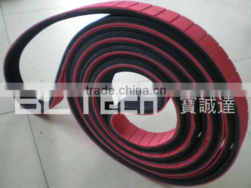 Rubber ribbed belt with grooving rubber