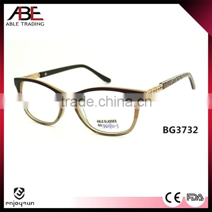 2016 double color quality handmade new stylish acetate eyeglasses optical frames optics spectacle made in China oem