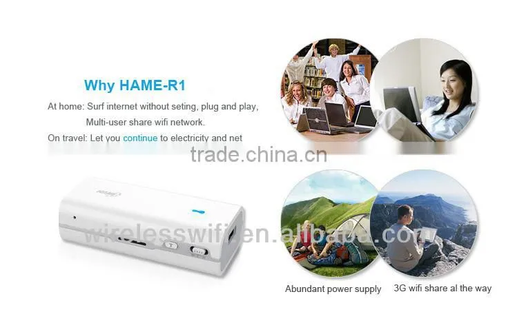 wireless router 3g hotspot pocket wifi with 4400mAh power bank