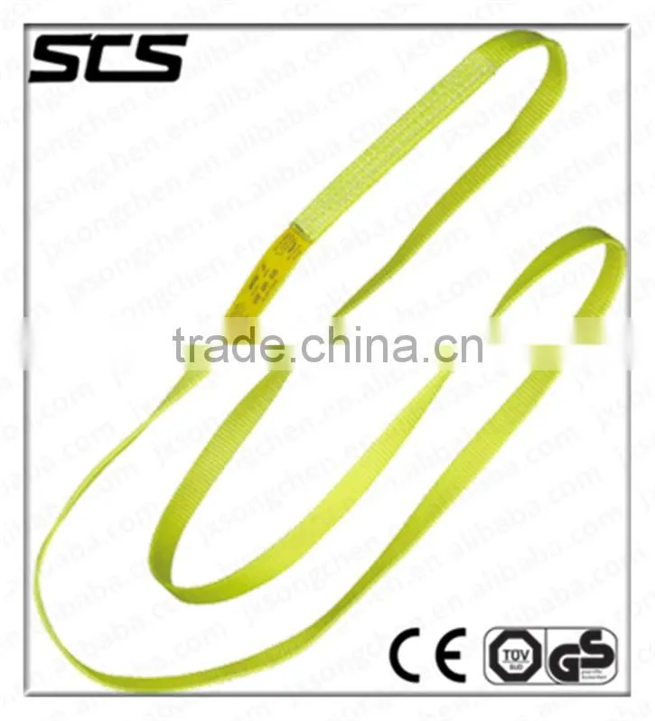 Endless flat webbing sling with single tie layer