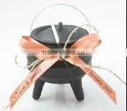 size 1/4 Mini cast iron black three legged potjie pot