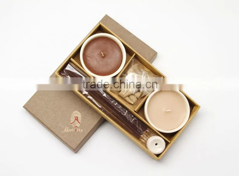 Special design scented candle set with ceramic bowl