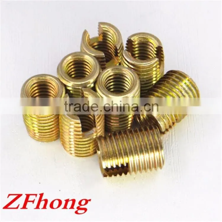 carbon steel wiht yellow zinc 302 type slotted self tapping thread insert m2 m2.5 m3 m4 m5 m6 m8 m10 m12 m14 m16
