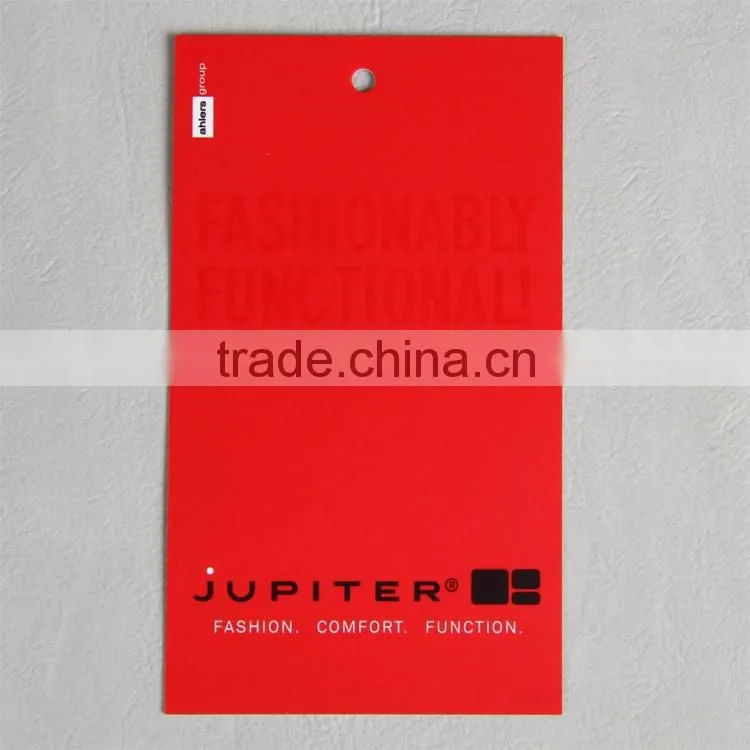 China custom red garment swing tag for latest design girls ' net dresses