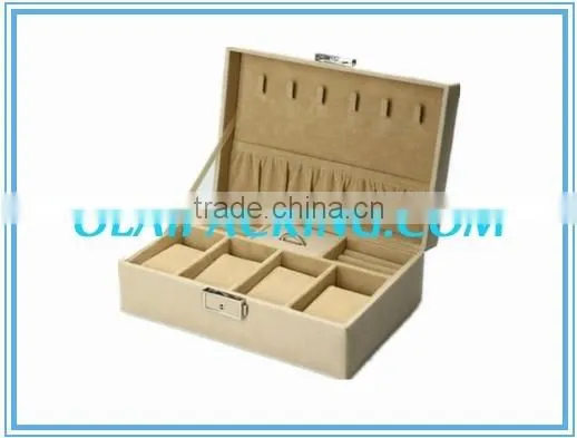 2016 New Idea Yellow Leather Velvet Cufflink Watch Set Box