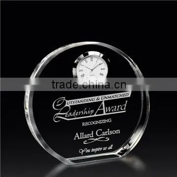 Crystal table clock with rectangle crytsal block for logo engraved
