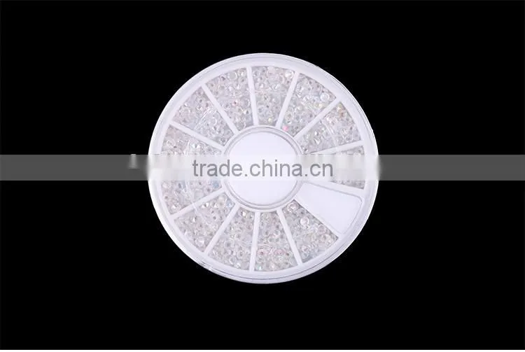Wheel boxed clear AB plastic rhinstones transparent nail art sticker use crystal decoration