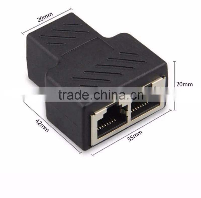 RJ45 Female to Female Network Adapter 1 to 2 Port Female CAT 5/CAT 6 LAN Ethernet Socket Connector