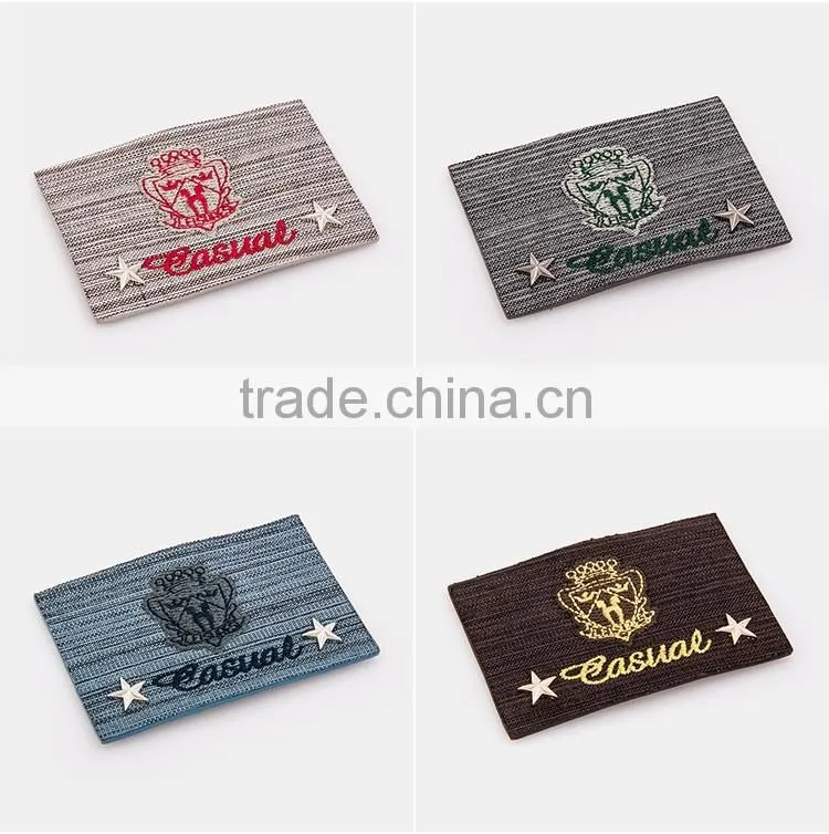 Branded leather patch jeans leather patch with metal