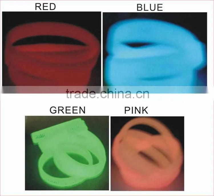 High quality Glow in dark silicone wristbands