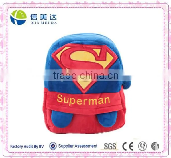 Hot sell Two styles Superman Cartoon soft plush backpack bag