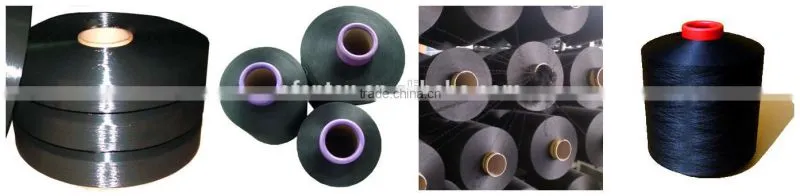 microfilament yarn, dope dyed polyester, black shade dope dyed 100% polyester yarn