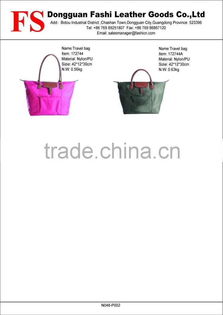 Chinese waterproof cheap travel bags for women nylon travel bags handbags