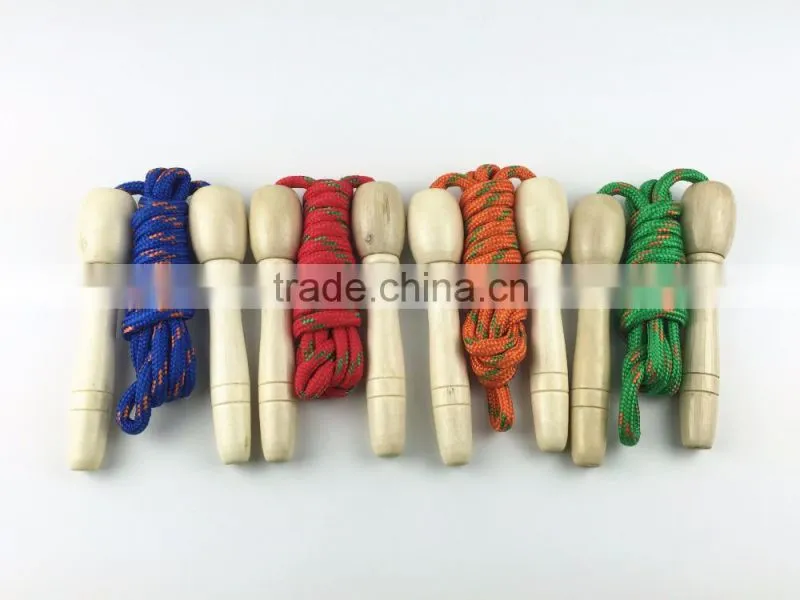 Various Color cotton jump rope with wooden handle