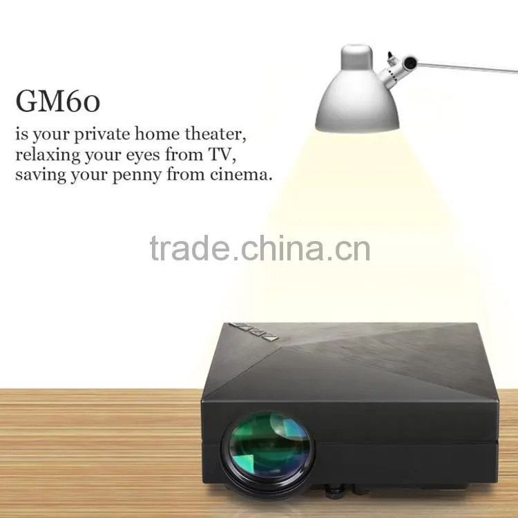 Hot selling GM60 Portable Mini Home theater LED Projector support WiFi connect , with HDMI USB AV VGA SD port