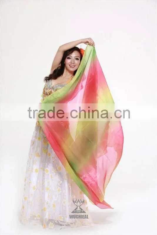 Wholesale Qiancai Wuchieal cheap colorful Belly Dance Veil,professional Indian bellydance veil SJ001