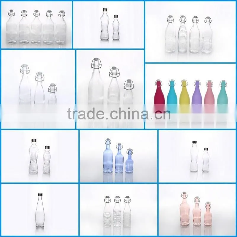 High Quality Set 3 Glass Beverage Bottles Wholesale Clear Glass Water Bottle