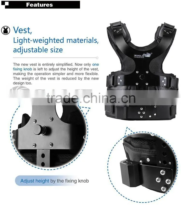 Wondlan Leopard 3 Dual-arm Steadycam Vest and I-shaped Carbon Fiber Stabilizer